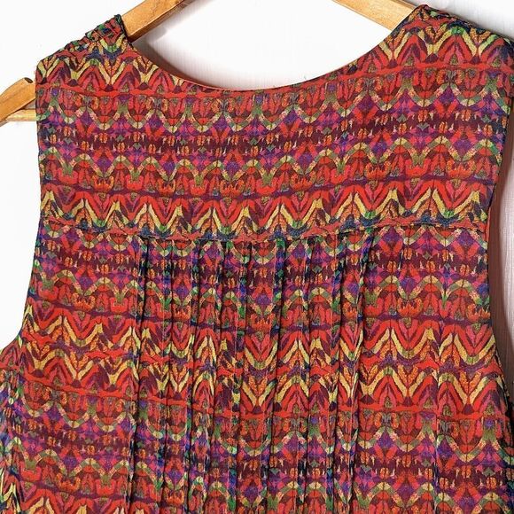 Rabbit Rabbit Rabbit Abstract Ombre Orange Red Pleated Shift Dress size 12 - Picture 6 of 15